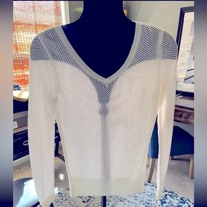 THE LIMITED Ivory Mesh Sweater Size S